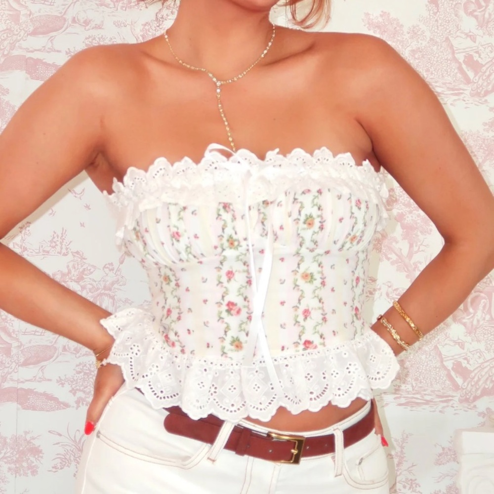 Sky to moon floral strapless tube top